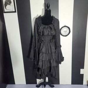 Lip Service Black Ruffled Long Sleeve Gothic Dress